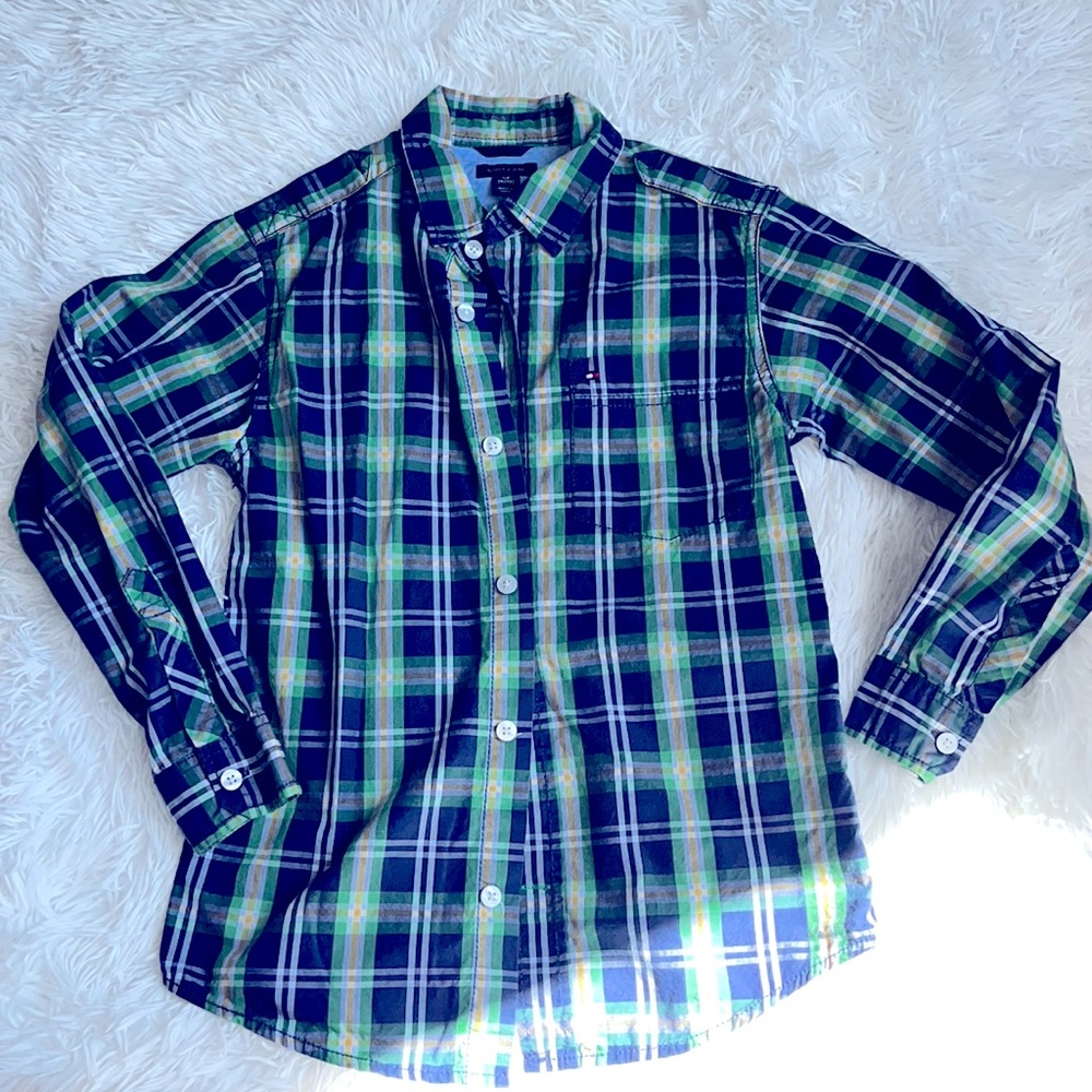 Hilfiger Button down plaid. Cotton shirt